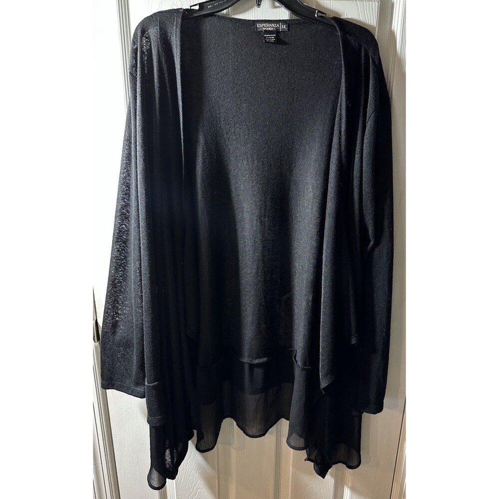 Esperanza Cardigan Sweater Womens 3X Black Open Front Long Sleeve Knit